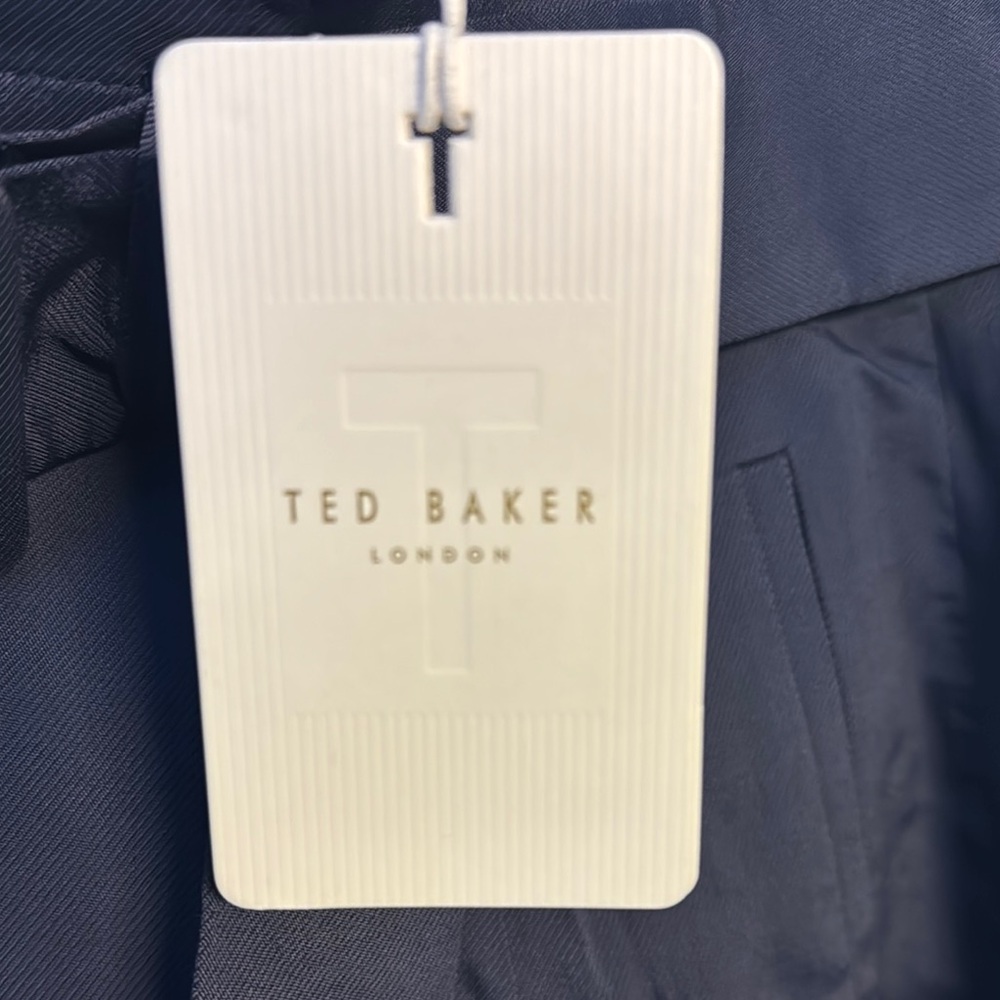 Ted Baker Blue Midi Pencil Trousers Pleated Workwear - Picture 8 of 11